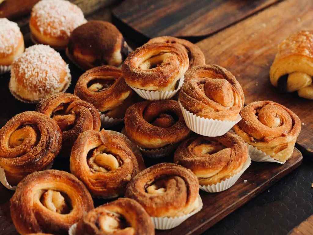 Different types of pastries.