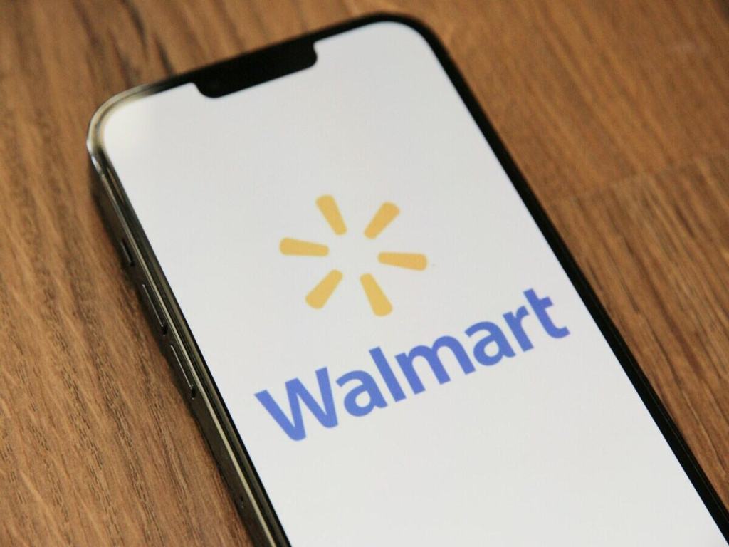 Walmart logo on a phone.